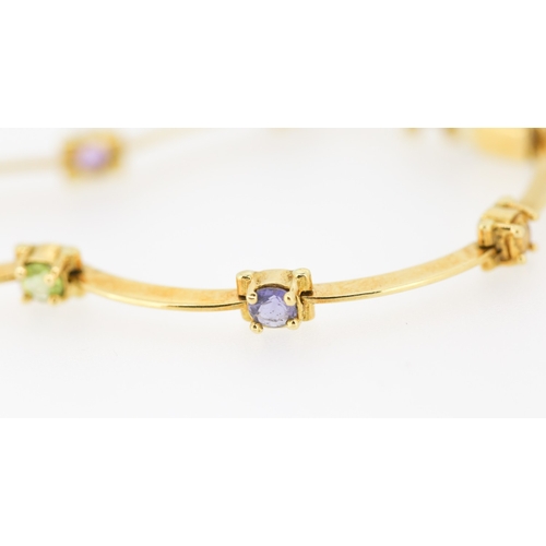 64 - Tutti Frutti Eight Stone Set Bracelet Tourmaline Amethyst Citrine and Blue Topaz Mounted in 18 Carat... 