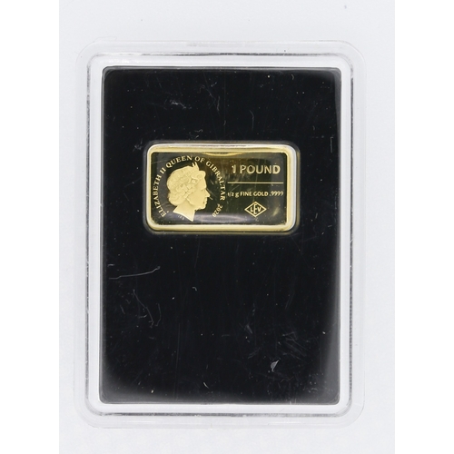 640 - Commemorative UEFA Euro 2020 Pure Gold Ingot Proof Mint Encapsulated Half Gram Verso Elizabeth II Qu... 