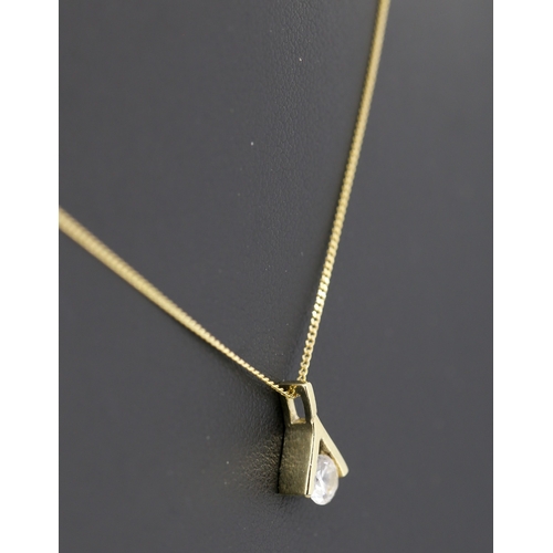 697 - Gemstone Set 9 Carat Yellow Gold Pendant 1cm High Set on 9 Carat Yellow Gold Chain 48cm Long