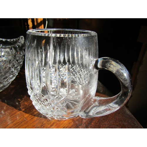 704 - Three Pieces Irish Cut Crystal Including Table Bowls and Tankard Attractively Cut