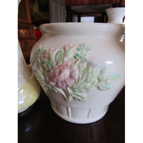 708 - Five Pieces of Various Belleek Porcelain Including Pair of Flower Vases Largest Approximately 9 Inch... 