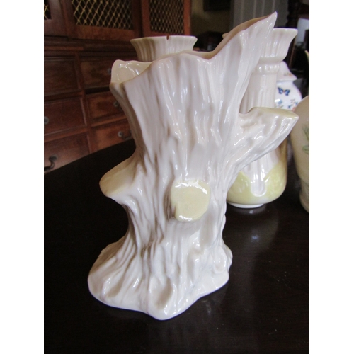 708 - Five Pieces of Various Belleek Porcelain Including Pair of Flower Vases Largest Approximately 9 Inch... 