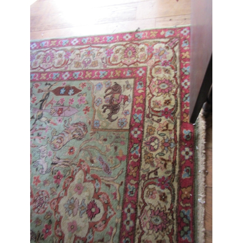 709 - Antique Persian Pure Wool Rug Patterned Borders Central Medallion Motif Approximately 10ft Long x 6f... 