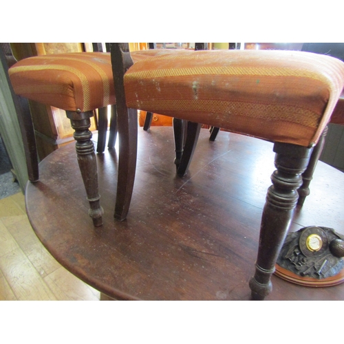 711 - Set of Four Irish William IV Dining Chairs Rail Back Above Turn Supports