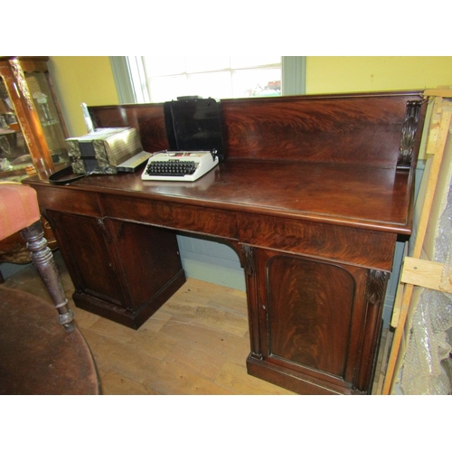 719 - William IV Figured Mahogany Twin Pedestal Sideboard Approximately 6ft Wide Well Carved Throughout