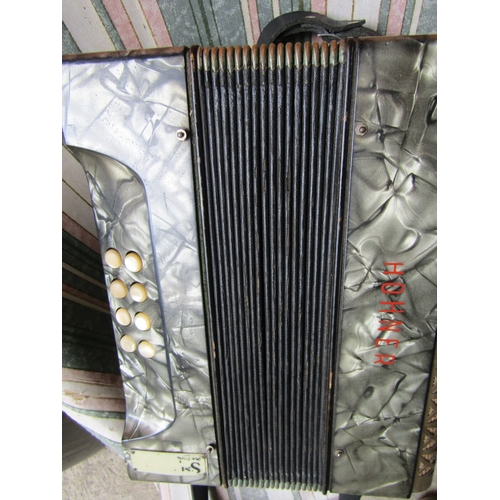 720 - Good Quality Horner Accordion Mother of Pearl Inlaid Decoration Working Order Plays Well Leather Car... 