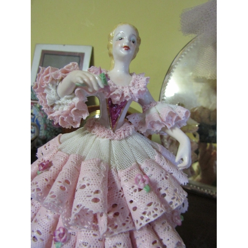 739 - Irish Dresden Porcelain Figure of Lady Titled to Base