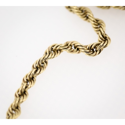 74 - 9 Carat Yellow Gold Rope Chain Necklace 48cm Long