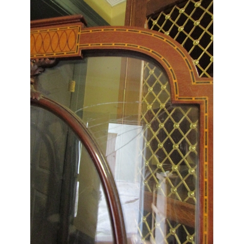 744 - Victorian Mahogany Three Fold Screen Attractively Satinwood Inlaid Approximately 6ft High Extending ... 