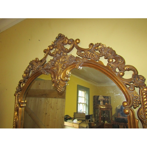 750 - Carved Giltwood Over Mantle Mirror Upper Cartouche Decoration Approximately 52 Inches Wide x 51 Inch... 