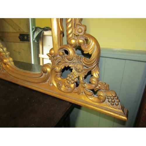 750 - Carved Giltwood Over Mantle Mirror Upper Cartouche Decoration Approximately 52 Inches Wide x 51 Inch... 