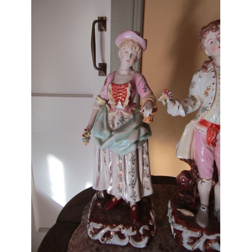 758 - Pair of Continental Porcelain Figures Lady and Gentlemen Both Attractively Detailed Rosenthal Each A... 