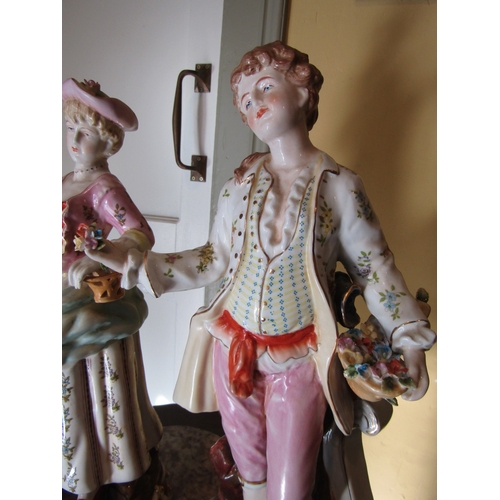 758 - Pair of Continental Porcelain Figures Lady and Gentlemen Both Attractively Detailed Rosenthal Each A... 