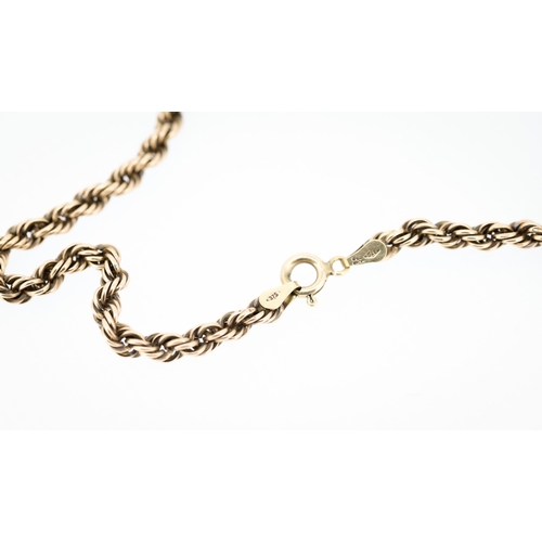 76 - 9 Carat Rose Gold Rope Chain Necklace 46cm Long