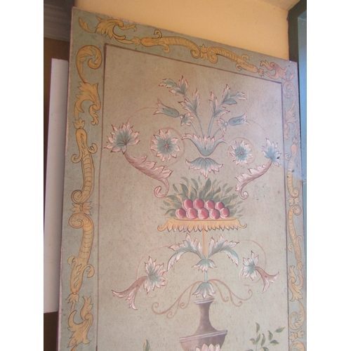 766 - Antique French School Painting Arabesque Forms with Flowers, etc. Patterned Border Oil on Canvas App... 