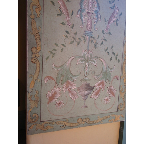 766 - Antique French School Painting Arabesque Forms with Flowers, etc. Patterned Border Oil on Canvas App... 