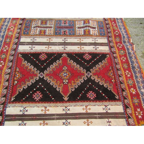 768 - Berber Antique North African Rug Patterned Borders Approximately 7ft Long x 4ft Wide