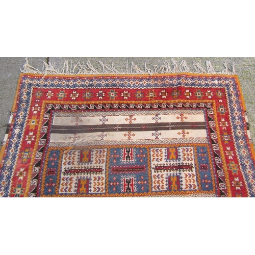 768 - Berber Antique North African Rug Patterned Borders Approximately 7ft Long x 4ft Wide