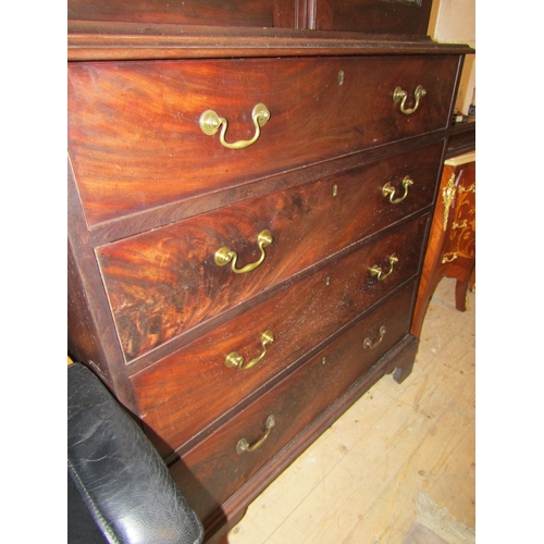 775 - Irish Red Walnut George III Four Drawer Estate Cabinet with Twin Upper Mirrored Doors Approximately ... 