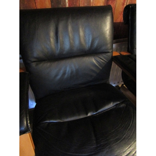 780 - Leather Upholstered Office Armchair Swivel Base Working Order