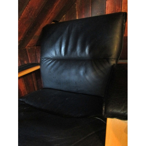 781 - Leather Upholstered Office Armchair Swivel Base Working Order