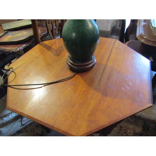 782 - Edwardian Mahogany Octagonal Form Centre Table with Under Tier Turned Supports Approximately 32 Inch... 