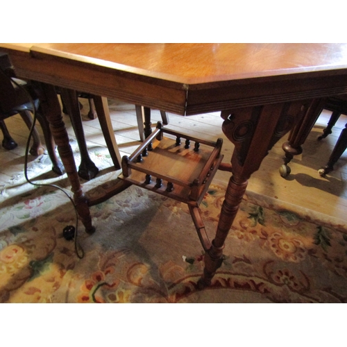 782 - Edwardian Mahogany Octagonal Form Centre Table with Under Tier Turned Supports Approximately 32 Inch... 