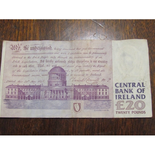 795 - Irish Twenty Punt Note Serial Number ZYP845927 Dated 12 August 1999