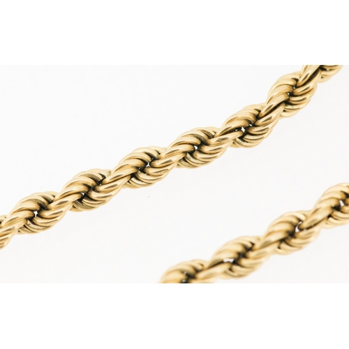 8 - 9 Carat Yellow Gold Rope Chain Bracelet 19cm Long