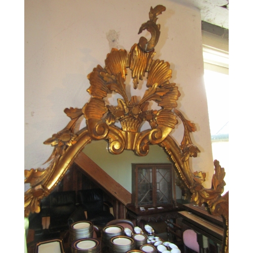 804 - Gilded Wall Mirror Upper Cartouche Decoration Approximately 40 Inches High x 26 Inches Wide