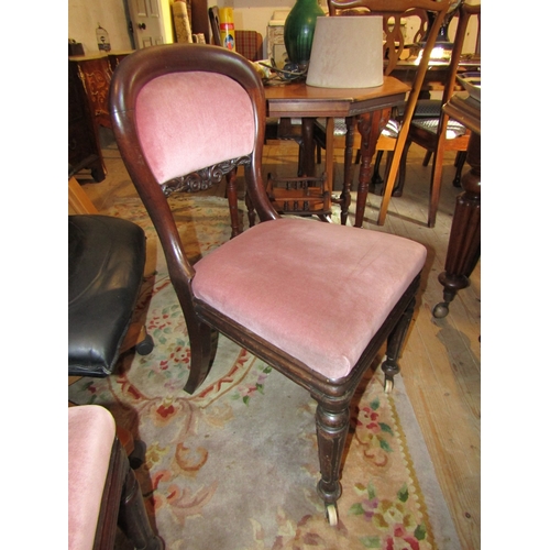 809 - Set of Six Irish William IV Rosewood Dining Chairs Upholstered Backs and Seats Above Turned and Carv... 