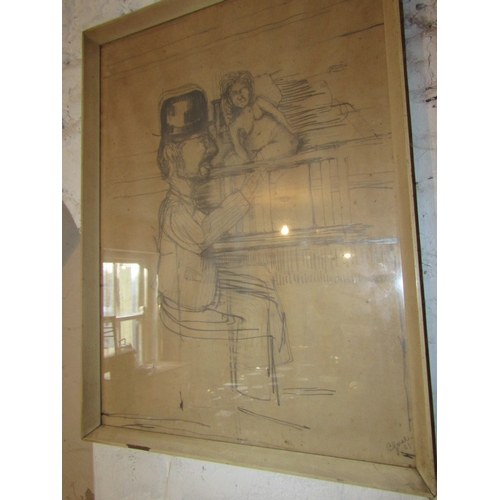 811 - Post War School Artist with Model Charcoal on Paper Approximately 32 Inches High x 24 Inches Wide