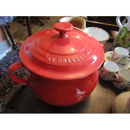 820 - Le Creuset French Enamel Metal Cooking Pot with Cover Approximately 10 Inches Wide and Various Other... 