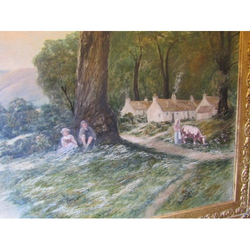 823 - Victorian French School Landscape Contained Within Gilded Frame Oil on Canvas Approximately 36 Inche... 