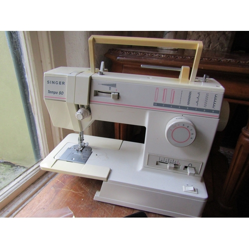 826 - Electric Singer Sewing Machine with Cover and Other Associated Equipment Working Order Complete