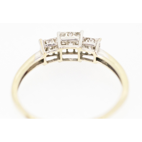 83 - Princess Cut Diamond Cluster Set Ring Mounted in 18 Carat Yellow Gold Ring Size Z