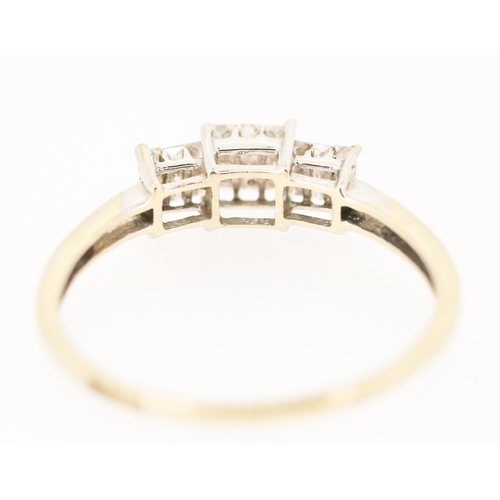 83 - Princess Cut Diamond Cluster Set Ring Mounted in 18 Carat Yellow Gold Ring Size Z