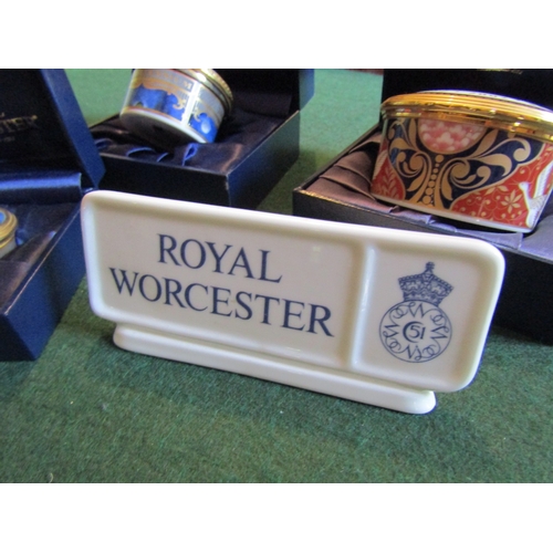 830 - Royal Worcester Three Fine Porcelain Table Boxes Ormolu Mounted with Original Boxes and Royal Worces... 