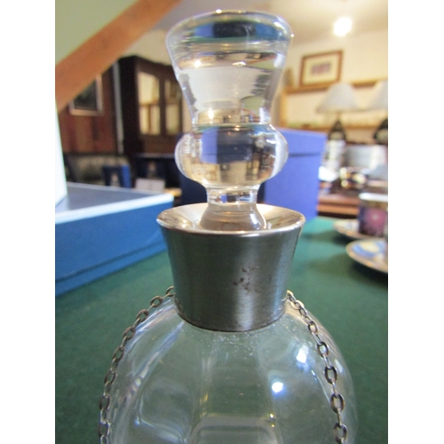 843 - Silver Mounted Crystal Whiskey Decanter with Silver Collar and Silver Decanter Label Engraved Whisky... 