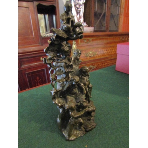 847 - Unusual Bronze Piece Eastern Depicting Various Figures with Sensor Approximately 5 Inches High