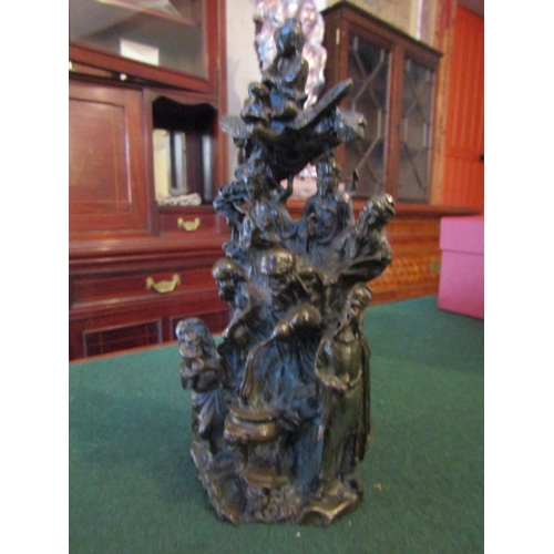 847 - Unusual Bronze Piece Eastern Depicting Various Figures with Sensor Approximately 5 Inches High