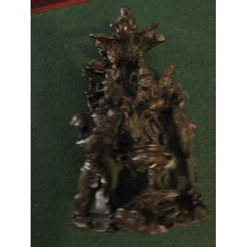 847 - Unusual Bronze Piece Eastern Depicting Various Figures with Sensor Approximately 5 Inches High