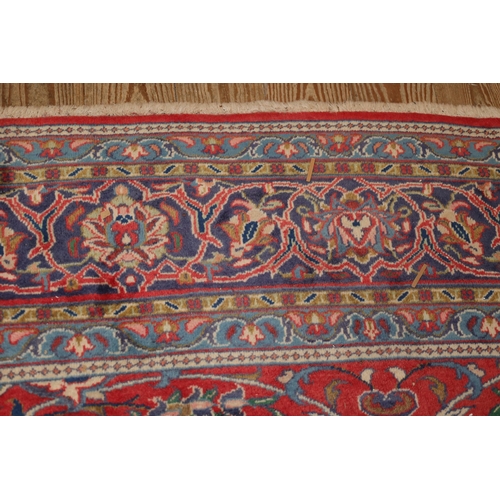 855 - sARUK Persian Pure Wool Rug Burgundy and Navy Ground Patterned Borders with Medallion Central Motif ... 