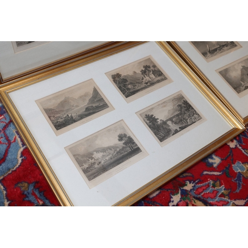 859 - Set of Five Gilt Framed Sets of Four Engraved Landscapes Depicting Various Irish and Other Scenes Ea... 