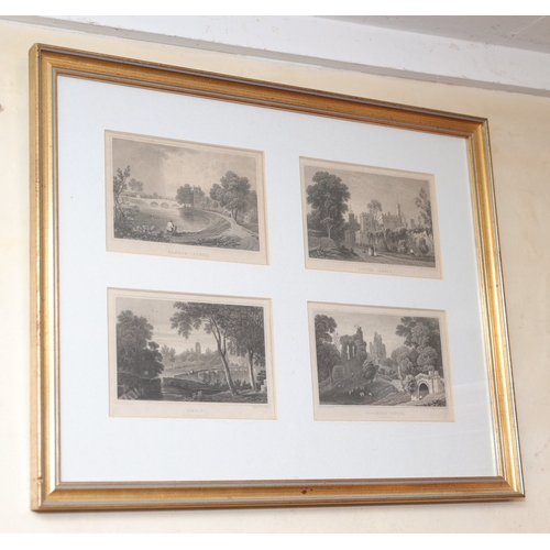 859 - Set of Five Gilt Framed Sets of Four Engraved Landscapes Depicting Various Irish and Other Scenes Ea... 