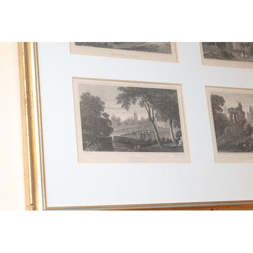 859 - Set of Five Gilt Framed Sets of Four Engraved Landscapes Depicting Various Irish and Other Scenes Ea... 