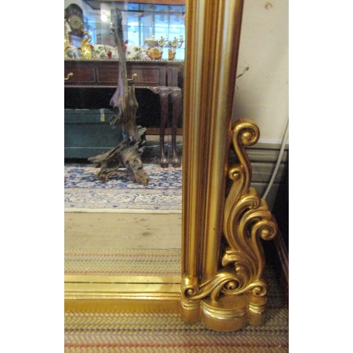 862 - Carved Giltwood Over Mantle Mirror with Further Side Carved Decoration Approximately 44 Inches Wide ... 