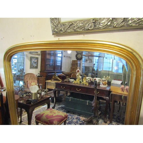 862 - Carved Giltwood Over Mantle Mirror with Further Side Carved Decoration Approximately 44 Inches Wide ... 