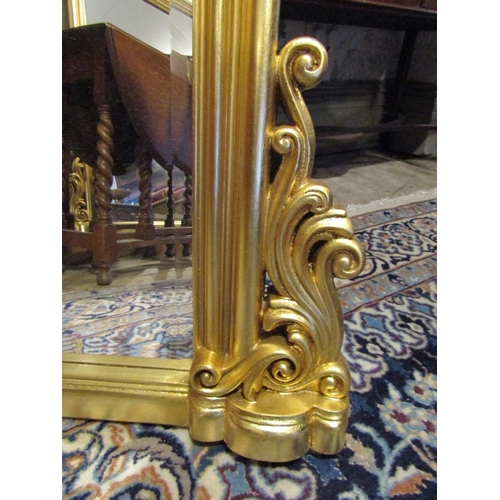 863 - Carved Giltwood Over Mantle Mirror with Further Side Carved Decoration Approximately 40 Inches Wide ... 