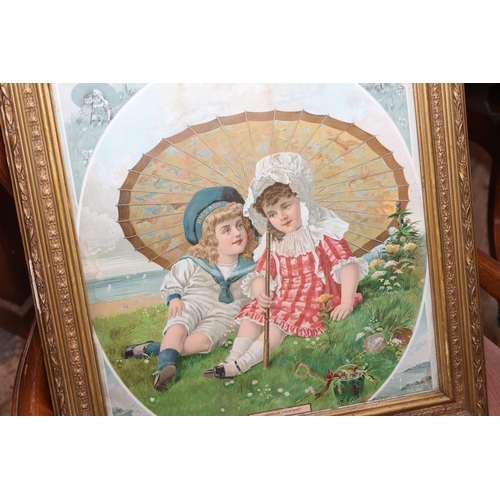 865 - Two Antique Prints Depicting Mother and Child and Two Children with Carousal Each Gilt Framed Larges... 